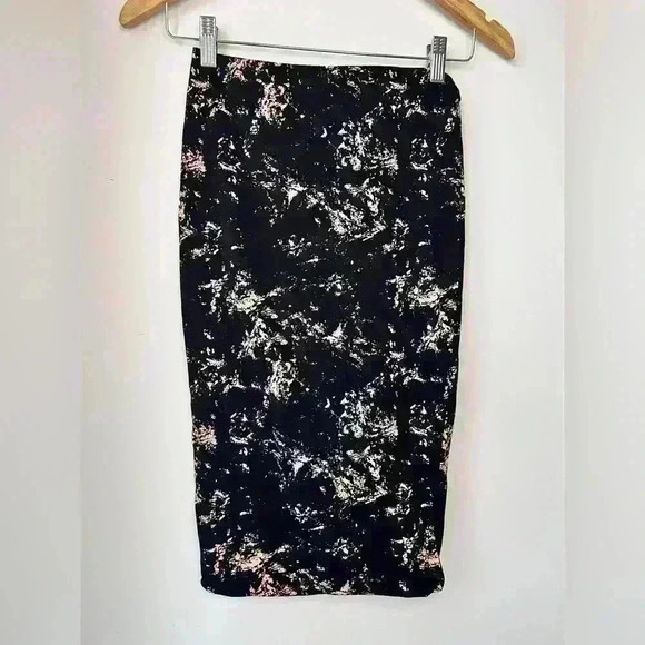 H&M Basic Womens Black Brown Tie Dye  Cotton Midi Pencil Grunge Punk Skirt XS - Picture 2 of 7